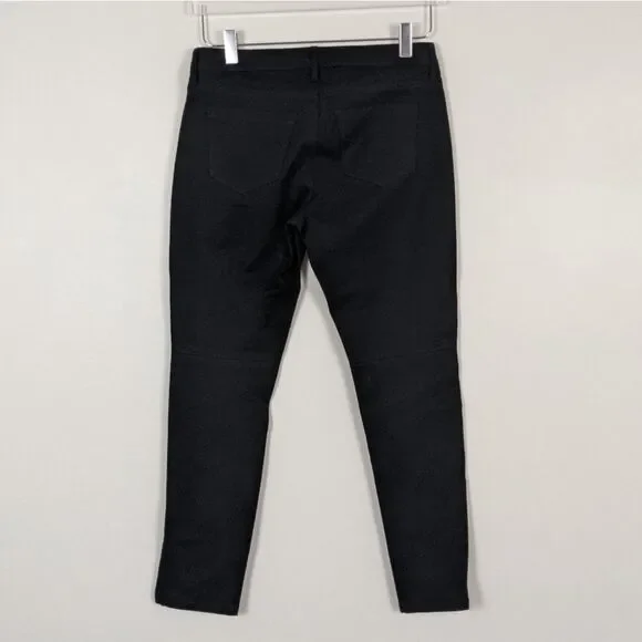 Banana Republic Black Faux Leather Ankle Zip Skinny Jeans 2 Petite